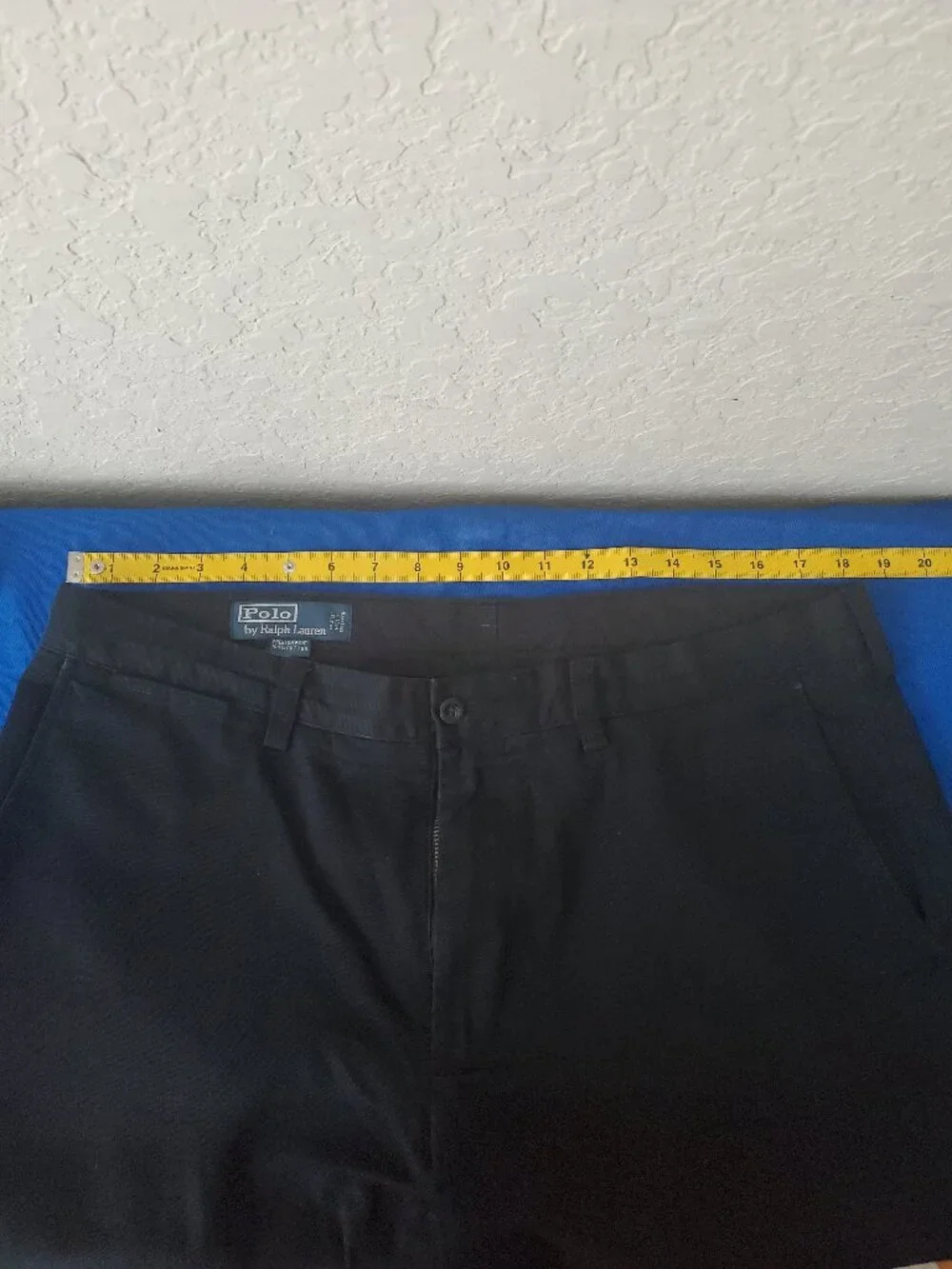 Polo Ralph Lauren Black Chino Trousers 36x30 Mens Flat Front Cotton Pants
